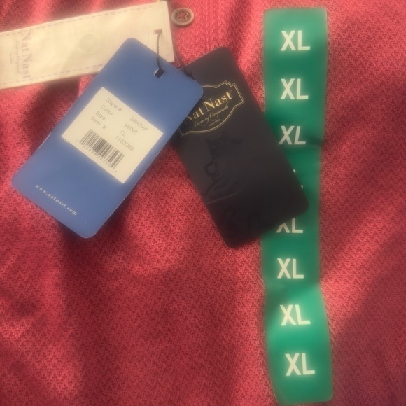 Men’s new size XL Nat Nast three button polo red maroon shirt short sleeve - Picture 3 of 6